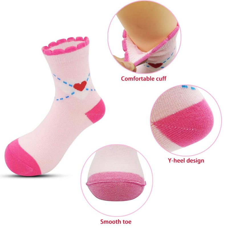 Zumou Toddler Kids Little Girls Cute Cotton Crew Socks 10 Pack Years (M (3-5T) / Toddler, Cute) - Image 4